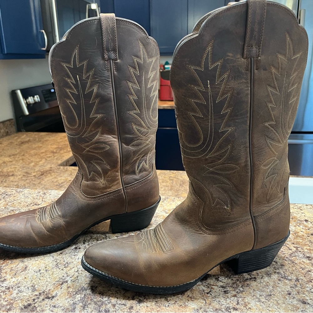 Ariat Brown Heeled Boots with Western Stitching